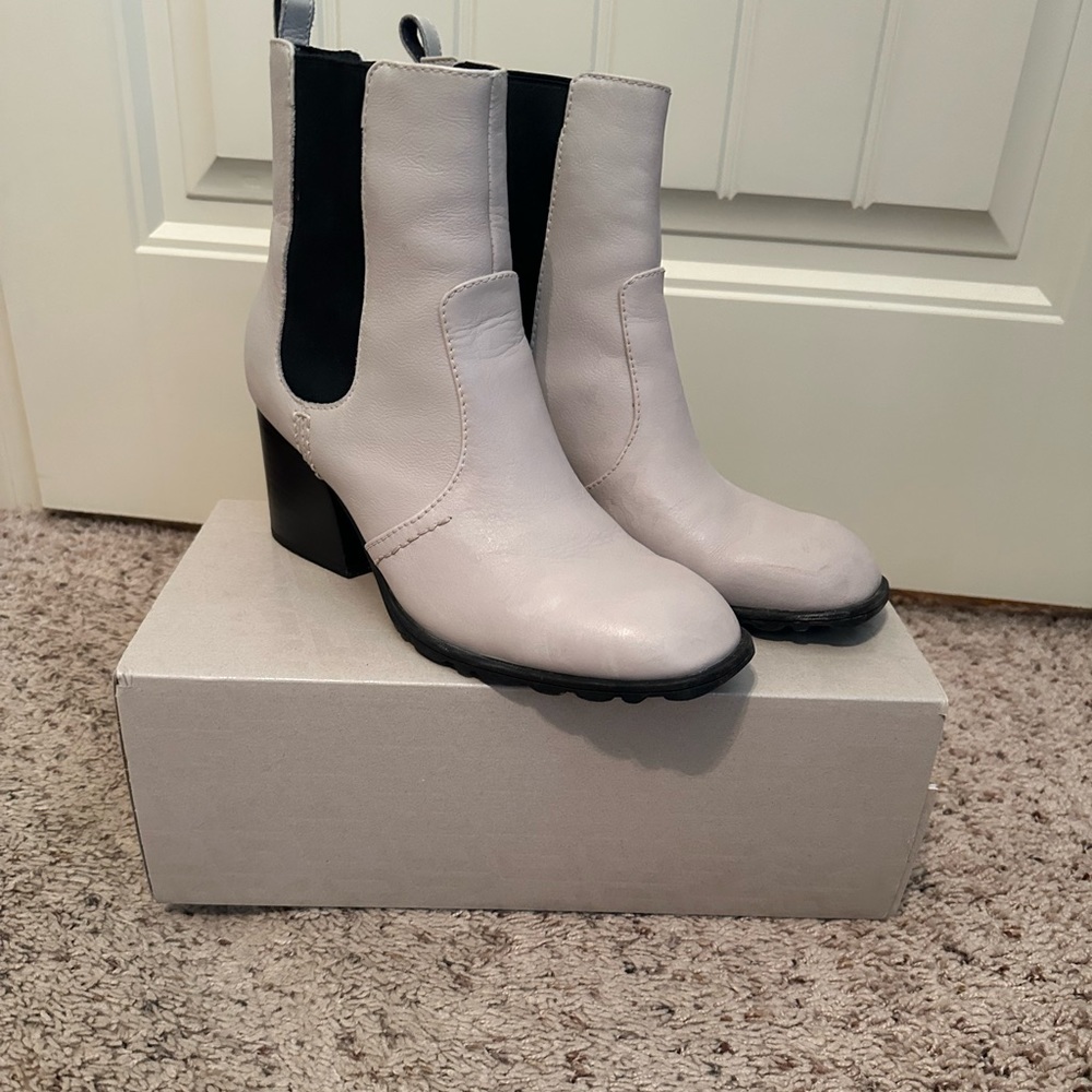 Naked feet white booties
